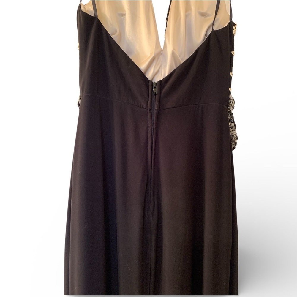 NIGHTS by TEEZE ME Elegant Black Gold Embellished Evening Gown Prom Dress Formal - Picture 8 of 11